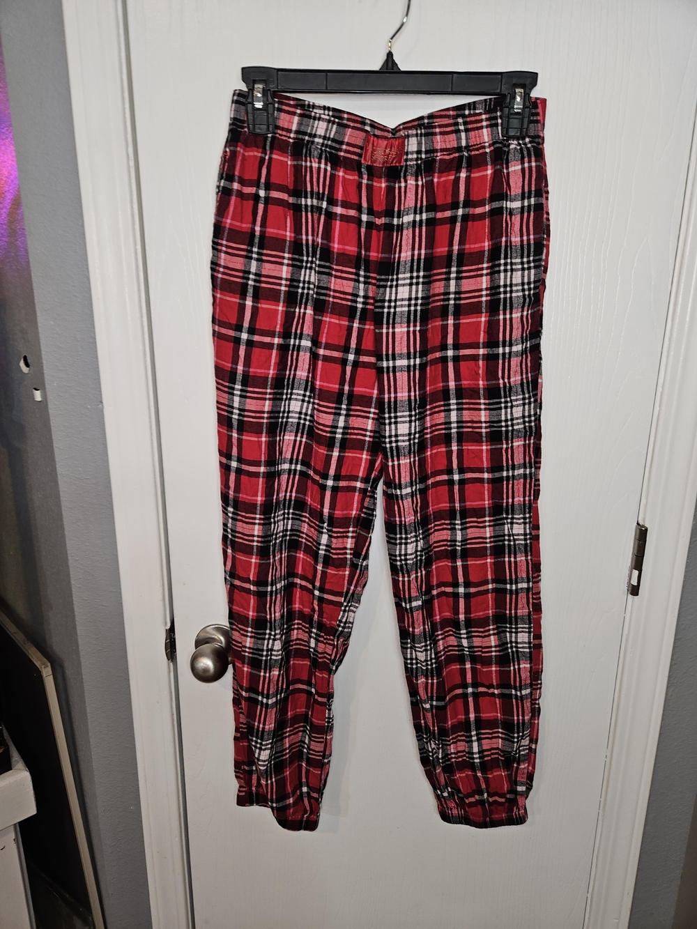 Flannel Jogger Pajama Bottoms Red Plaid